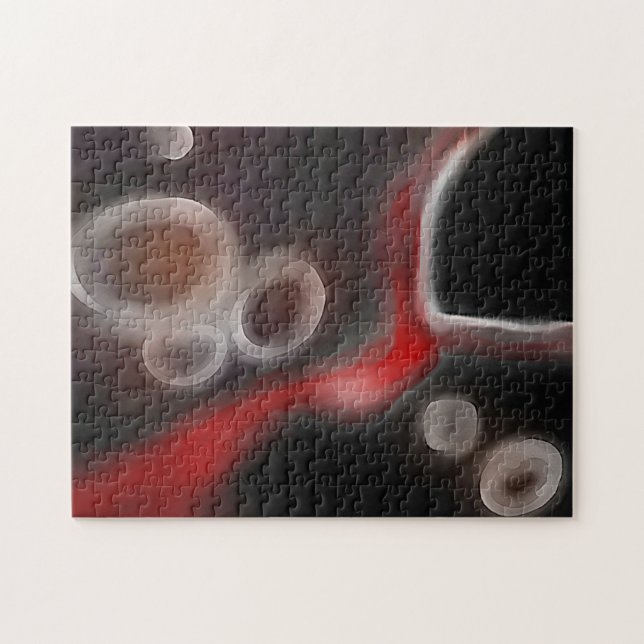 Arteriell motif: Abstrakt Black, White & Red Pussel (Horisontell)