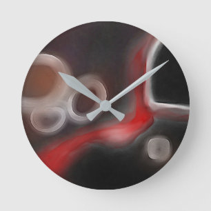 Arteriell motif: Abstrakt Black, White & Red Rund Klocka