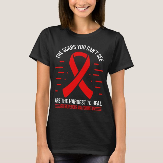 Arteriovenös missbildning Ribbon Burgundy T Shirt (Framsida)