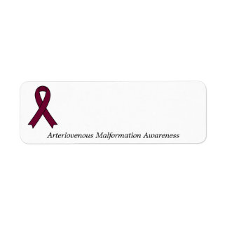 Arteriovenös missbildningsmedvetenhet Ribbon-etike Returadress Etikett