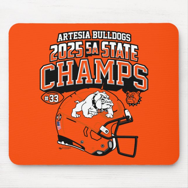 Artesia Bulldogs 2025 State Champs Mouse Pad Musmatta (Framsidan)