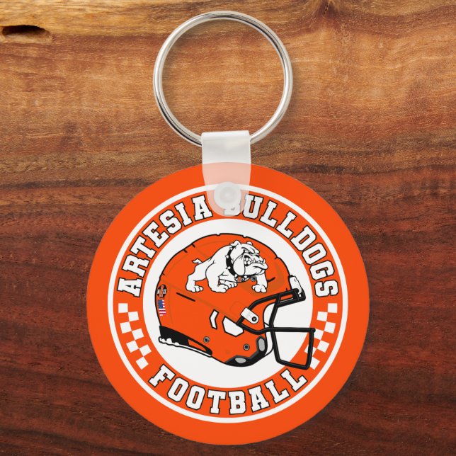 Artesia Bulldogs Football Roundel Keychain Nyckelring (Framsida)