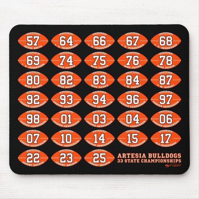 Artesia Bulldogs Football State Champs Mousepad Musmatta (Framsidan)
