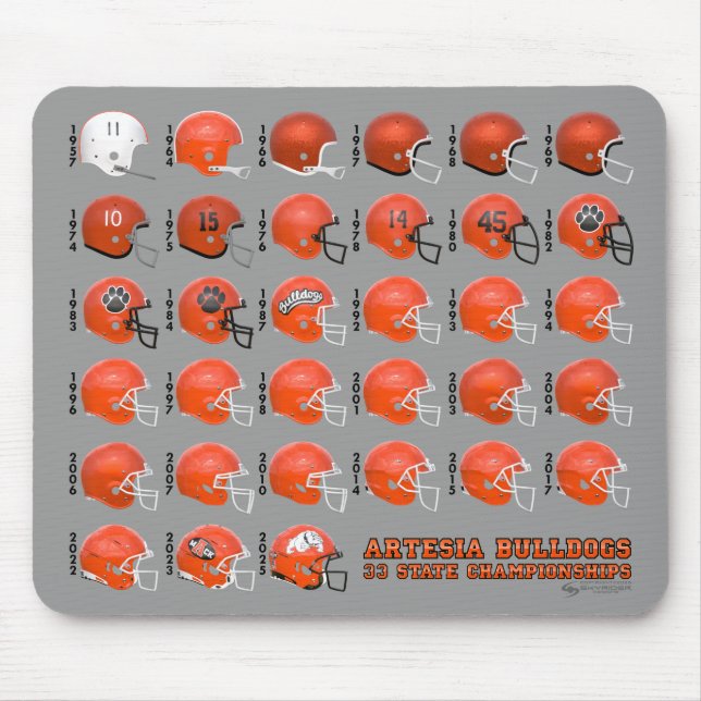 Artesia Bulldogs State Champs Helmet Mousepad Musmatta (Framsidan)