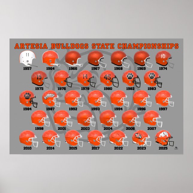 Artesia Bulldogs State Champs hjälm-plakat Poster (Framsidan)