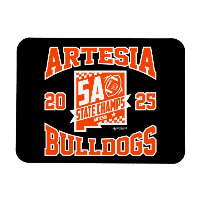 Artesia Bulldogs State Champs Logo Flexible Magnet (Horisontell)