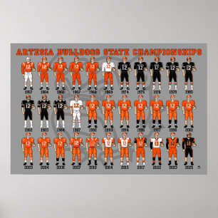 Artesia Bulldogs State Champs Uniform Affisch