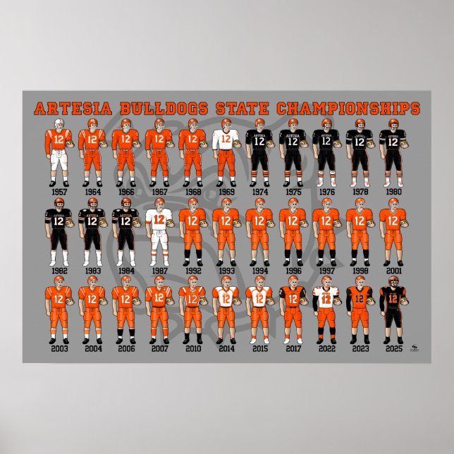 Artesia Bulldogs State Champs Uniform Affisch (Framsidan)