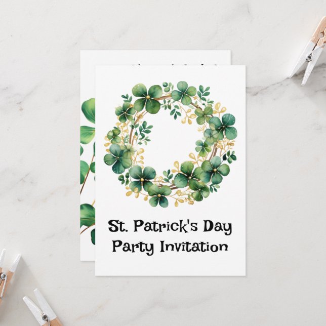 Artetisk Grönt Watercolor Klöver Weath (Fram/Back In Situ)