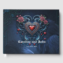 Artfullt designat gotskt hjärta gästböcker