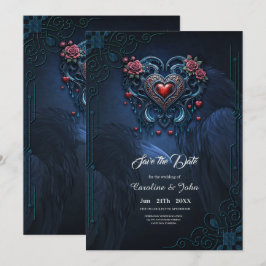 Artfullt designat gotskt hjärta spara datumet