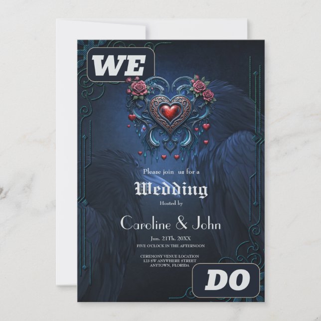 Artfullt designat hjärtkärl bestående av intric inbjudningar (Framsida)