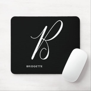 ArtHelt monogrammt skript, svart och vit Brev B Musmatta