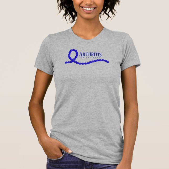 Arthritis Awareness Blue Ribbon Pärlor T Shirt (Framsida)
