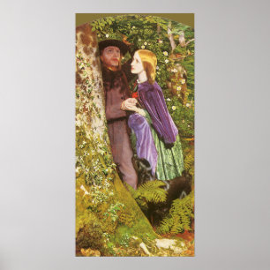 Arthur Hughes långa Förlovning, Vintage Art Poster