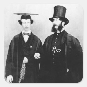 Arthur Munby och hans far, 1851 Fyrkantigt Klistermärke