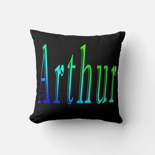 Arthur, Namn, Logotyp, Black Throw Cushion. Kudde (Framsida)