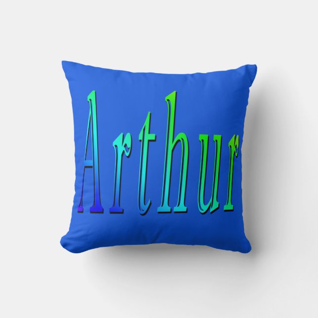 Arthur, Namn, Logotyp, Blue Throw Cushion. Kudde (Framsida)