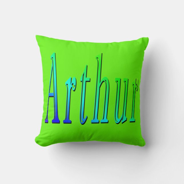 Arthur, Namn, Logotyp, Lime Green Throw Cushion. Kudde (Framsida)