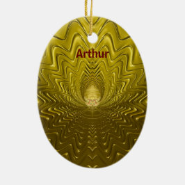 ARTHUR ~ PÅSKÄGG ~ FRACTAL Guld Ripples ~ Julgransprydnad Keramik