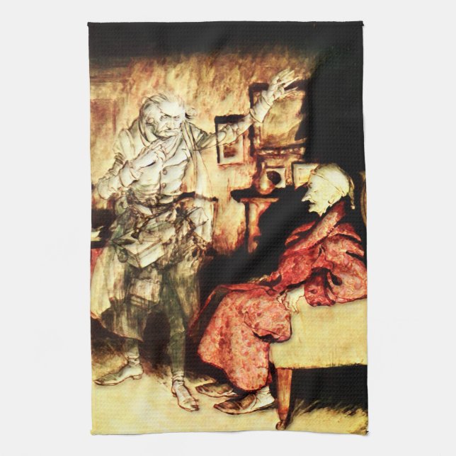 Arthur Rackham - A jul Sång - Scrooge Kökshandduk (Vertikal)