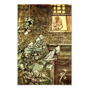 Arthur Rackham - A jul Sång - Spöken Fototryck