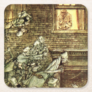 Arthur Rackham - A jul Sång - Spöken Underlägg Papper Kvadrat