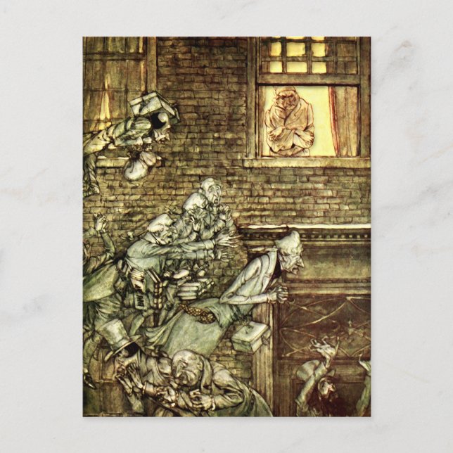 Arthur Rackham - En julsaga - Spöken Vykort (Framsida)