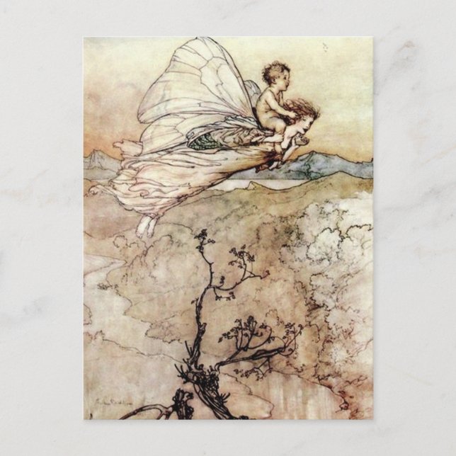 Arthur Rackham Fairy och Baby Flies Vykort (Framsida)