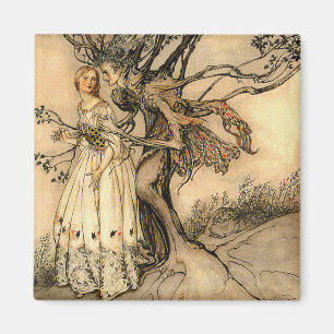 Arthur Rackham - gammal kvinna i trät Magnet