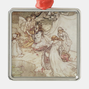 Arthur Rackham illustration för en saga, Fa Julgransprydnad Metall