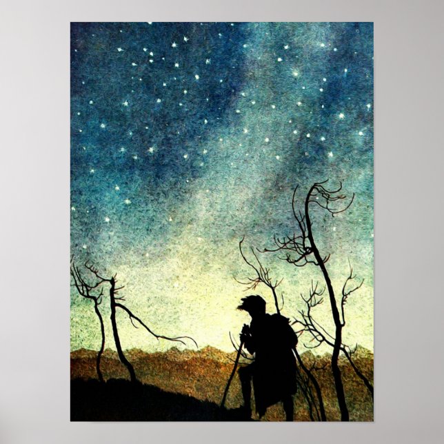 Arthur Rackham Illustration NIght Silhouette Poster (Framsidan)