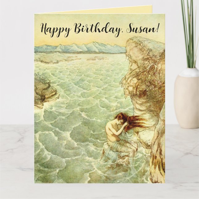 Arthur Rackham Illustration Nymph på Sten Kort (Framsida)