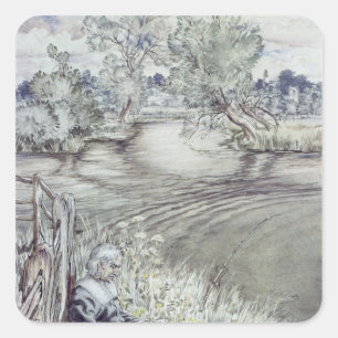Arthur Rackham  Izaak Walton återkom mot F Fyrkantigt Klistermärke
