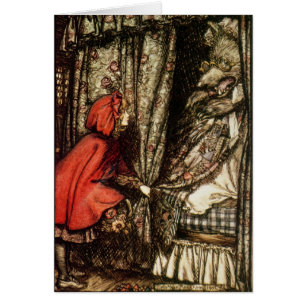 Arthur Rackham lite röd ridninghuva Hälsningskort