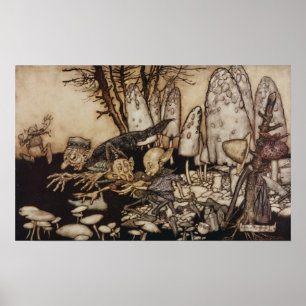 Arthur Rackham Peter Pan i Kensington trädgårdar Poster
