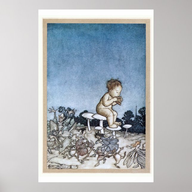 Arthur Rackham - Peter Pan Kensington Gardens 1906 Poster (Framsidan)