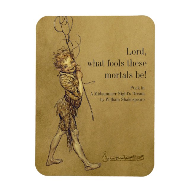 Arthur Rackham Puck Lord, vilka idioter CC0951 Fri Magnet (Vertikal)