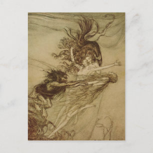 Arthur Rackham Rhinemaidens teasing Alberich Vykort