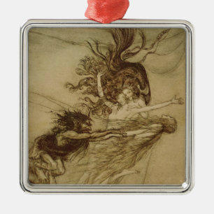 Arthur Rackham Rhinemaidensen som retar Alberich Julgransprydnad Metall