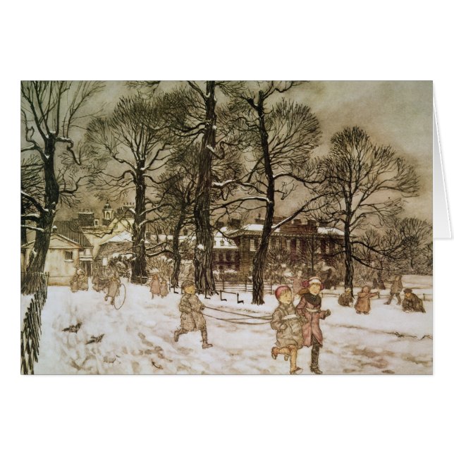 Arthur Rackham| Vinter i Kensington Gardens från Hälsningskort (Framsidan Horizontal)