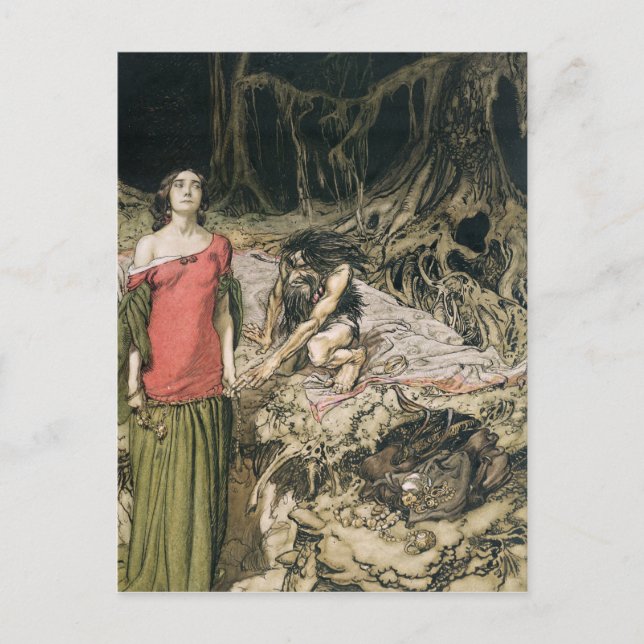 Arthur Rackham | Wooing of Grimhilde, månaden Vykort (Framsida)