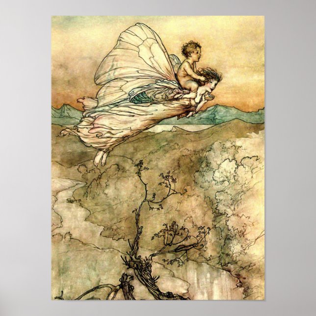 Arthur Rackhams flygande feer Poster (Framsidan)