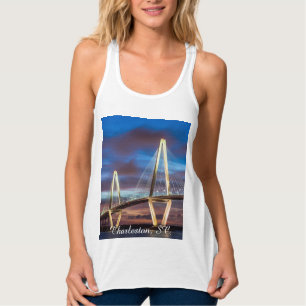 Arthur Ravenal Bridge på natten Linne Med Racerback