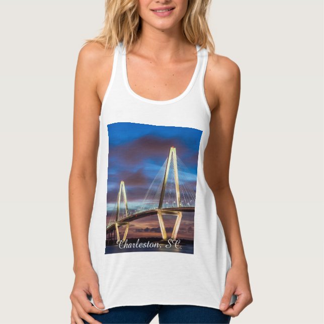 Arthur Ravenal Bridge på natten Linne Med Racerback (Framsida)