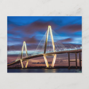 Arthur Ravenel Bridge på natten Vykort