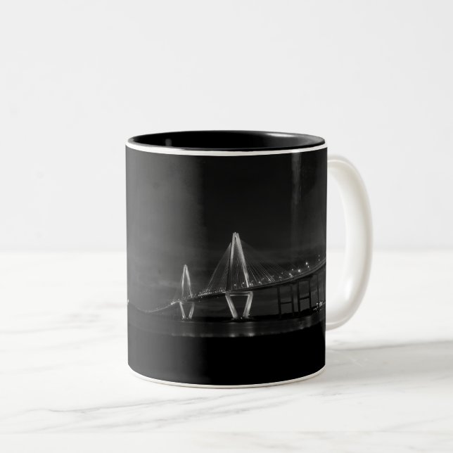 Arthur Ravenel Night Pano Grayscale Coffee Mugg (Framsida höger)