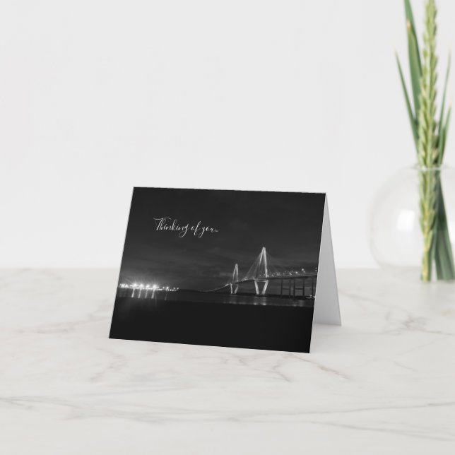Arthur Ravenel Night Pano Grayscale Thinking Card Kort (Framsida)