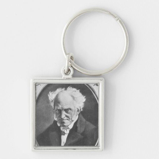 Arthur Schopenhauer Fyrkantig Silverfärgad Nyckelring (Framsidan)