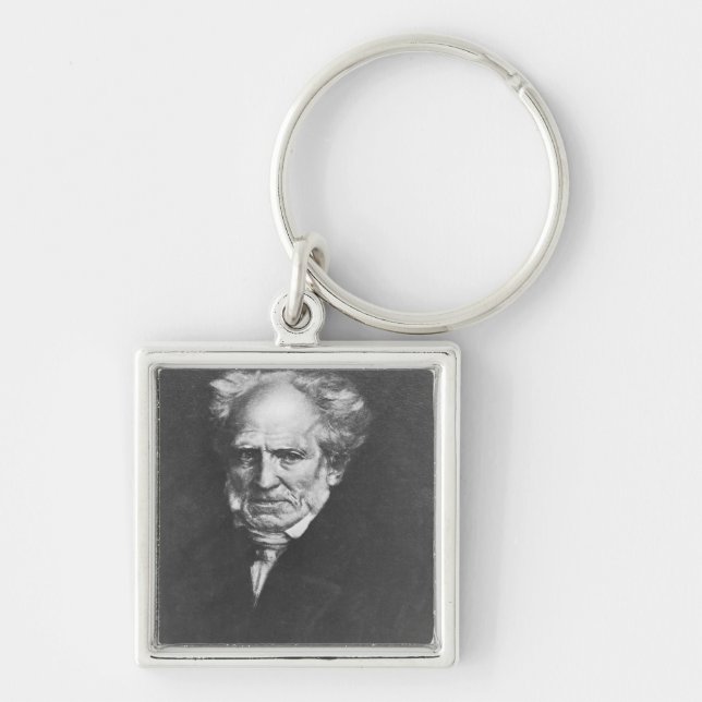 Arthur Schopenhauer Fyrkantig Silverfärgad Nyckelring (Framsidan)